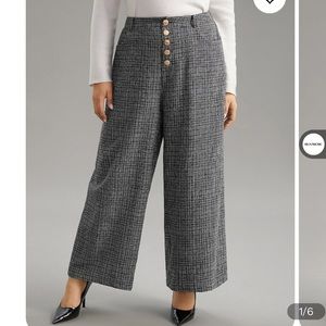 NWT BLOOMCHIC SIZE 26 Gingham Textured Metal Detail Wide Leg Pants